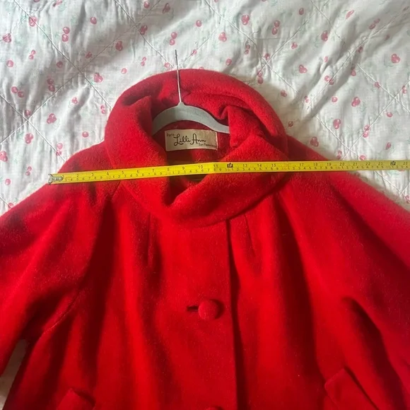 Lili Anne Red Wool mohair Swing Coat with Funnel Collar - Picture 7 of 15